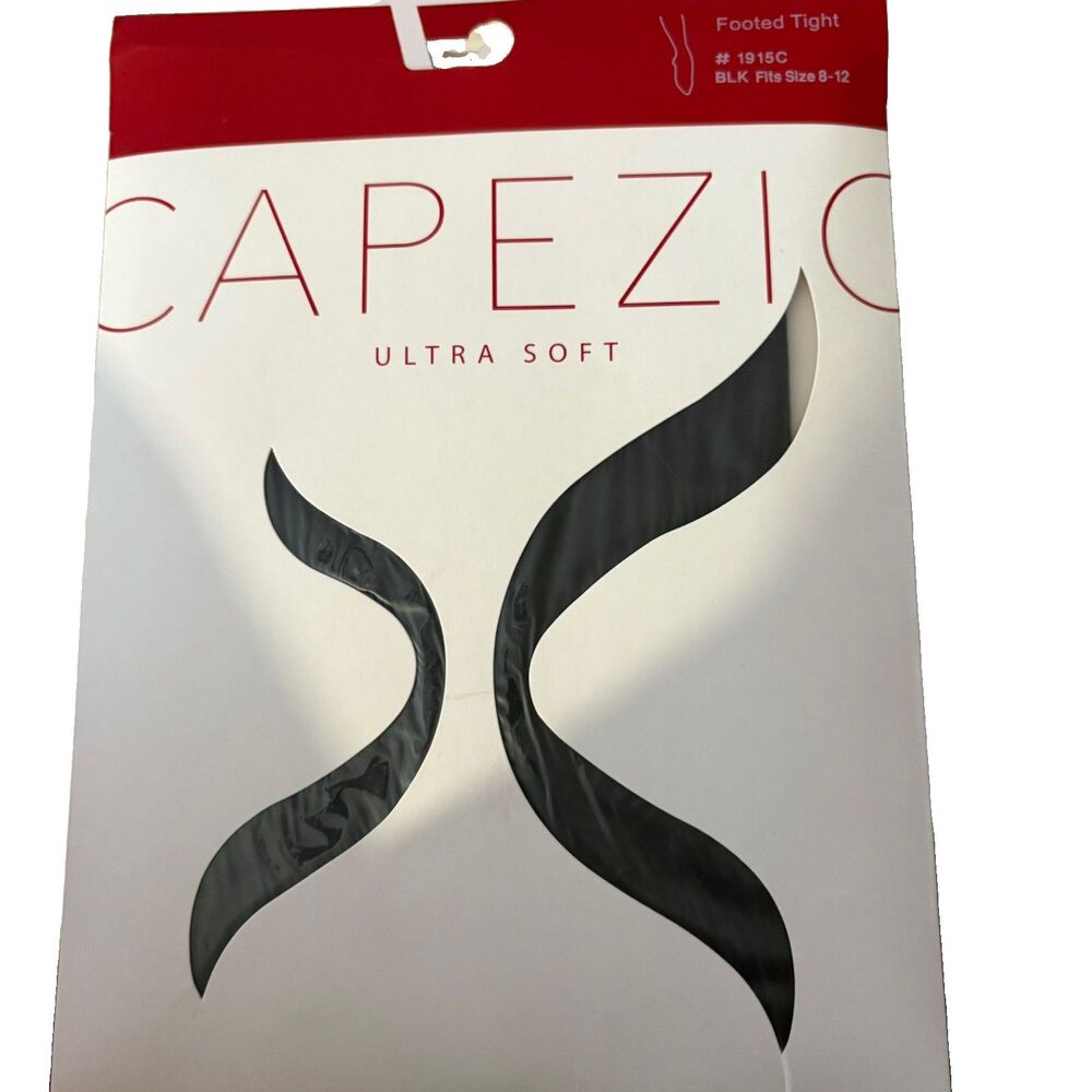 NEW Girls Capezio Footed Tights size 8 - 12 Black #1915C Dance Ballet 50-90 lbs